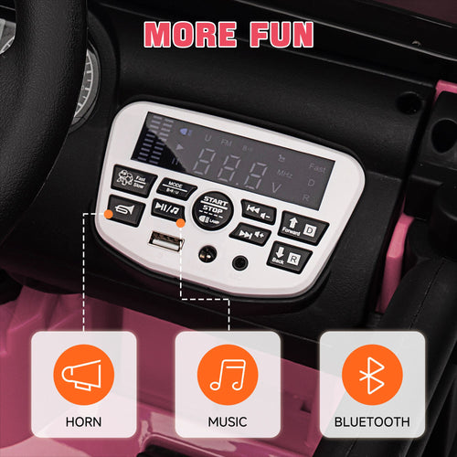 Yeah Depot - Qaba 12V Ride on Truck, Electric Car for Kids, Battery Powered Ride on Car, Parent Remote, 4 Suspension Wheels, Music Horn LED Lights, Pink