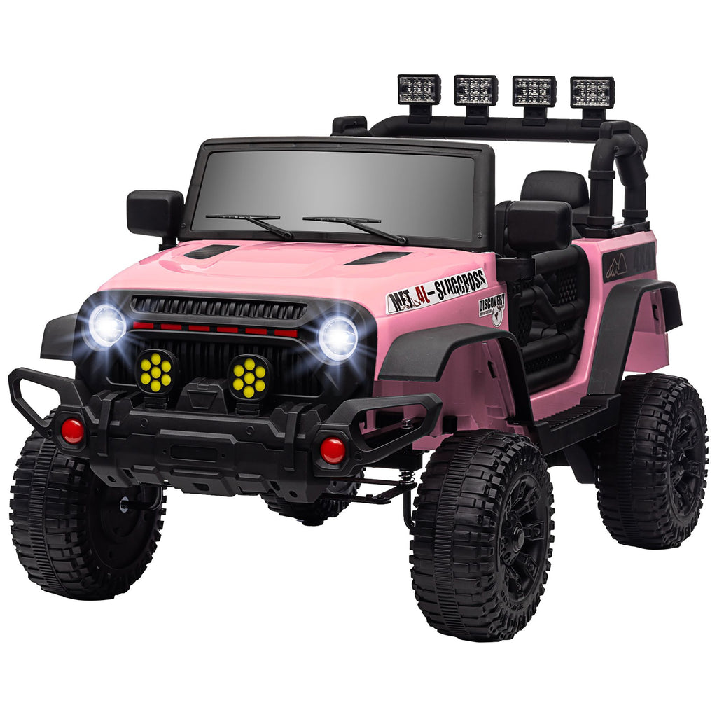 Yeah Depot - Qaba 12V Ride on Truck, Electric Car for Kids, Battery Powered Ride on Car, Parent Remote, 4 Suspension Wheels, Music Horn LED Lights, Pink