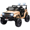 Yeah Depot - Qaba 12V Ride On Truck, Battery Powered Kids Electric Car UTV with 4 Suspension Wheels, Remote Control, 3 Speeds, LED Headlights, Horn, USB Music, Khaki