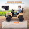 Yeah Depot - Qaba 12V Ride On Truck, Battery Powered Kids Electric Car UTV with 4 Suspension Wheels, Remote Control, 3 Speeds, LED Headlights, Horn, USB Music, Khaki