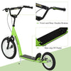 Yeah Depot - Aosom Youth Scooter Kick Scooter for Kids 5+ with Adjustable Handlebar 16'' Front and 12'' Rear Dual Brakes Inflatable Wheels, Green