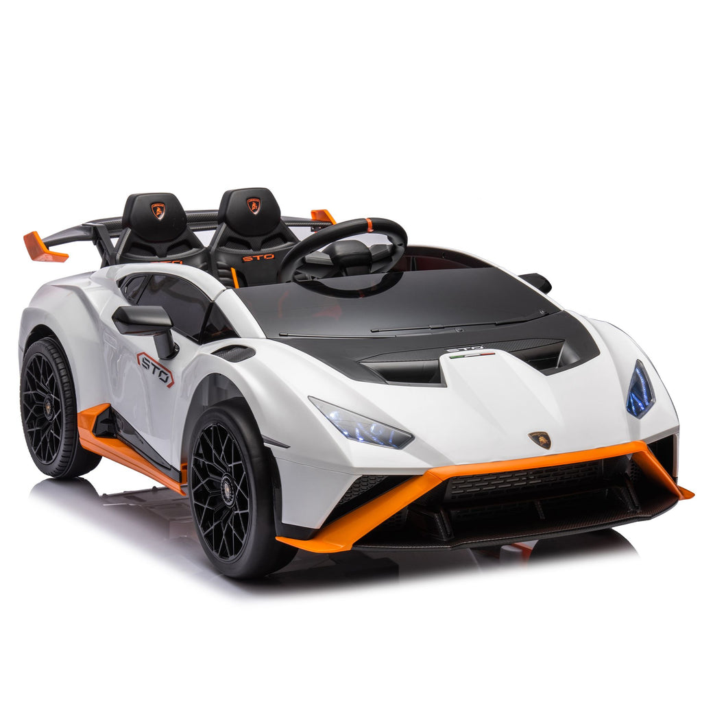 Yeah Depot - Lamborghini Huracan Sto 24V Kids Electric Ride-On Drift Car: Speeds 1.86-5.59 MPH, Ages 3-8, Foam Front Wheels, 360Â° Spin, LED Lights, Dynamic Music, Early Learning, USB Port, Drift Feature