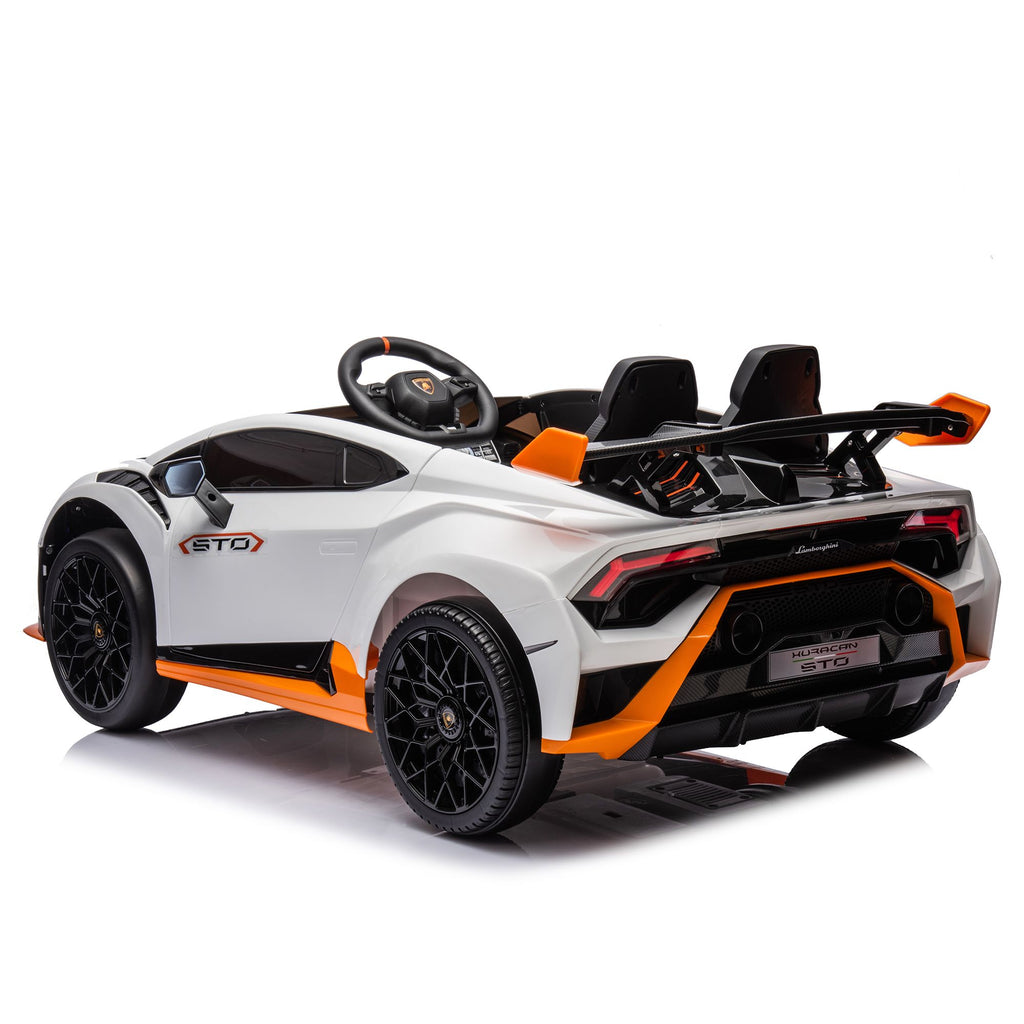 Yeah Depot - Lamborghini Huracan Sto 24V Kids Electric Ride-On Drift Car: Speeds 1.86-5.59 MPH, Ages 3-8, Foam Front Wheels, 360Â° Spin, LED Lights, Dynamic Music, Early Learning, USB Port, Drift Feature