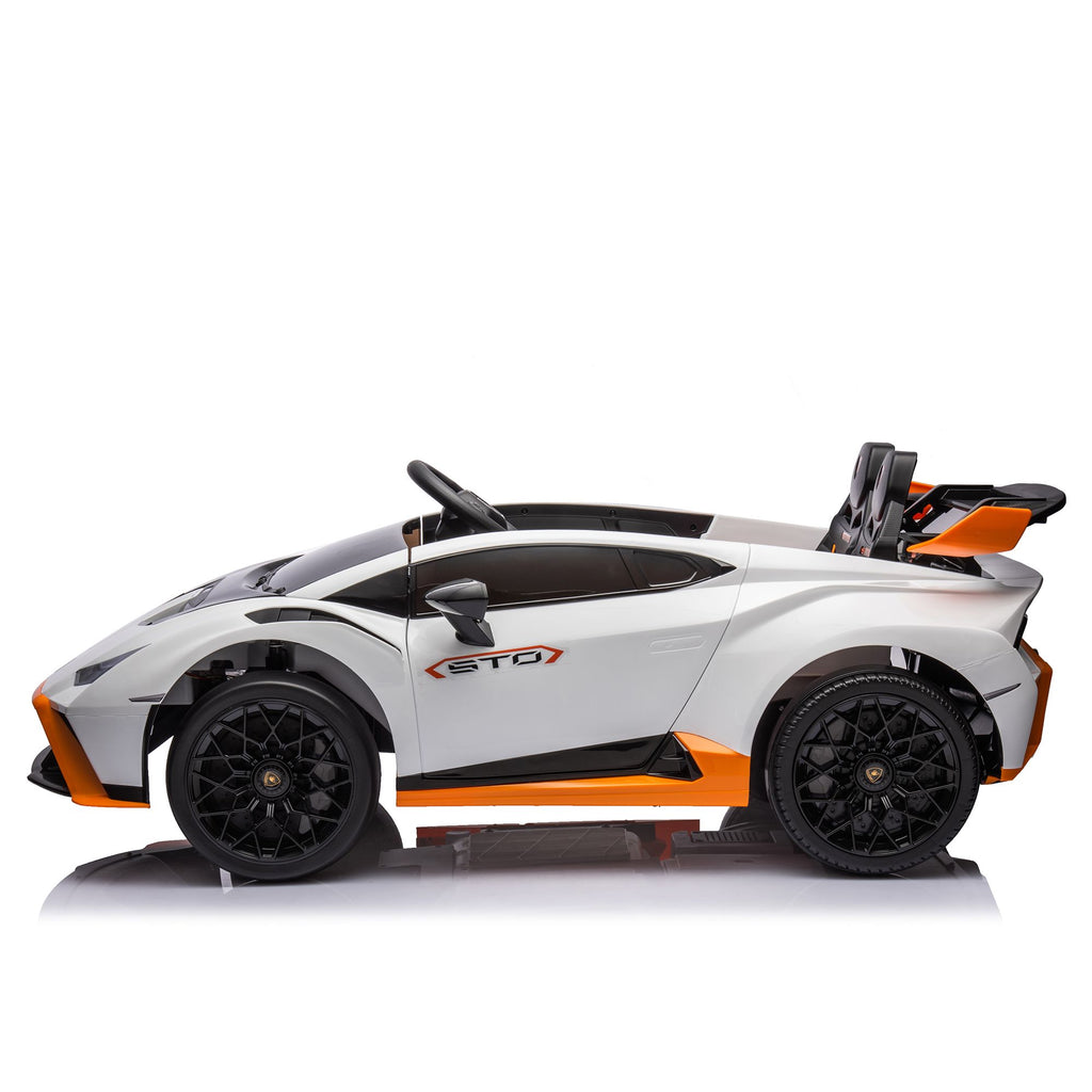 Yeah Depot - Lamborghini Huracan Sto 24V Kids Electric Ride-On Drift Car: Speeds 1.86-5.59 MPH, Ages 3-8, Foam Front Wheels, 360Â° Spin, LED Lights, Dynamic Music, Early Learning, USB Port, Drift Feature