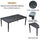 Yeah Depot - Outdoor Patio Aluminum 40''x70'' Rectangle Dining Table with Tapered Feet & Umbrella Hole, Ember Black
