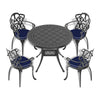 Yeah Depot - Ã˜39.37-inch Cast Aluminum Patio Dining Table with Black Frame and Carved Texture on the Tabletop
