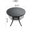 Yeah Depot - Ã˜39.37-inch Cast Aluminum Patio Dining Table with Black Frame and Carved Texture on the Tabletop