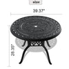 Yeah Depot - Ã˜39.37-inch Cast Aluminum Patio Dining Table With Black Frame and Umbrella Hole