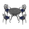 Yeah Depot - Ã˜39.37-inch Cast Aluminum Patio Dining Table With Black Frame and Umbrella Hole