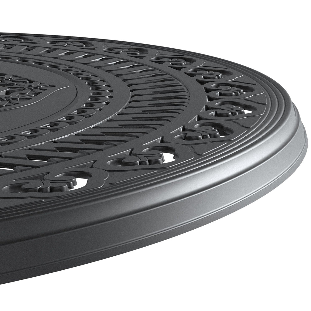 Yeah Depot - Ã˜39.37-inch Cast Aluminum Patio Dining Table With Black Frame and Umbrella Hole