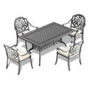 Yeah Depot - L59.05*W35.43-inch Cast Aluminum Patio Dining Table With Black Frame and Carved Texture on the Tabletop