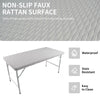 Yeah Depot - 4ft Rattan Folding Table for Indoor&Outdoor, Portable Foldable Table Rattan Plaited White