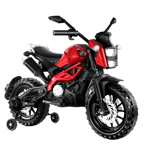 Yeah Depot - Electric Motorcycle for Kids, kids ride on motorcycle, 12V Electric Dirt Bike with Training Wheels, Hand Racing Foot Brake,PU seat, Ride on Motorcycle for 3~6 years Boys Girls gift