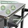 Yeah Depot - 3-Shelf Outdoor Grill Table, Grill Cart with Wheels, Outdoor Pizza Oven and Food Prep Table, Blackstone Table with Stainless Steel Tabletop, Grill Stand for Blackstone Griddle for Outside BBQ