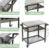 Yeah Depot - 3-Shelf Outdoor Grill Table, Grill Cart with Wheels, Outdoor Pizza Oven and Food Prep Table, Blackstone Table with Stainless Steel Tabletop, Grill Stand for Blackstone Griddle for Outside BBQ