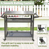Yeah Depot - 3-Shelf Outdoor Grill Table, Grill Cart with Wheels, Outdoor Pizza Oven and Food Prep Table, Blackstone Table with Stainless Steel Tabletop, Grill Stand for Blackstone Griddle for Outside BBQ