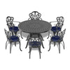Yeah Depot - Ã˜47.24-inch Cast Aluminum Patio Dining Table With Black Frame and Carved Texture on the Tabletop