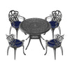 Yeah Depot - Ã˜35.43-inch Cast Aluminum Patio Dining Table With Black Frame and Umbrella Hole