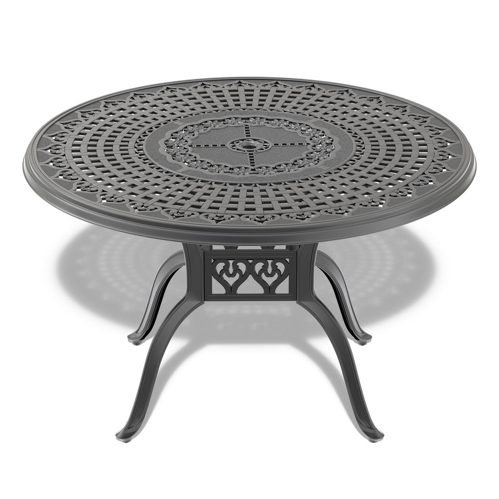 Yeah Depot - Ã˜47.24-inch Cast Aluminum Patio Dining Table With Black Frame and Umbrella Hole
