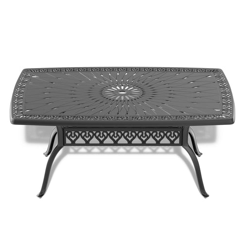 Yeah Depot - L63.78*W35.43/40.15-inch Cast Aluminum Patio Dining Table with Black Frame and Umbrella Hole