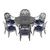 Yeah Depot - Ã˜48-inch Cast Aluminum Patio Dining Table with Black Frame and Umbrella Hole