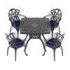 Yeah Depot - L32.28/35.43*W32.28/35.43-inch Cast Aluminum Patio Dining Table with Black Frame and Umbrella Hole