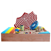 Yeah Depot - Children's Wooden Sandbox, Sandpit ,Kids Wood Playset Outdoor Backyard ,47.25''L x47.25''W x 7.87''H,Golden Red