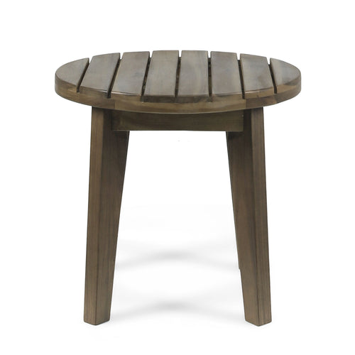 Yeah Depot - Outdoor 16'' Acacia Wood Side Table, Gray Finish