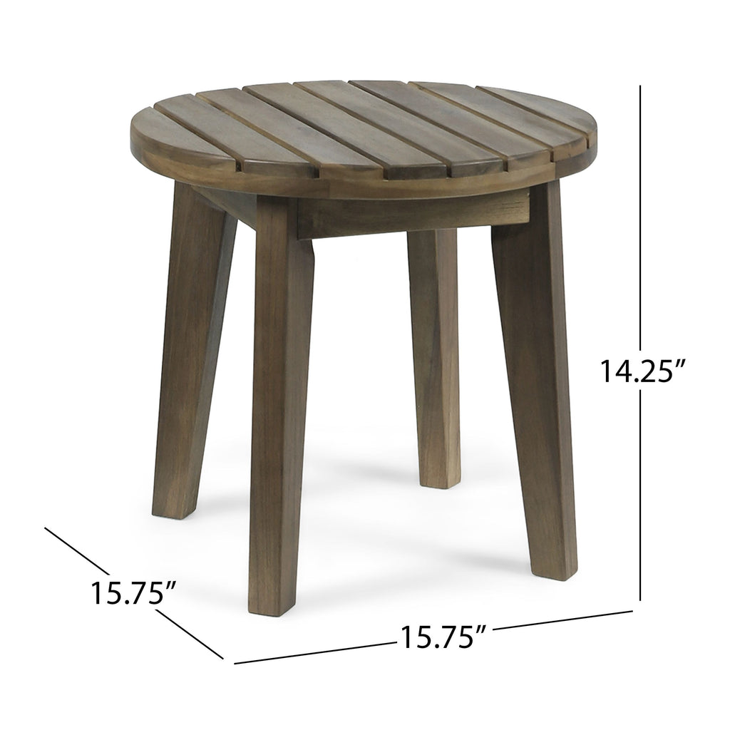 Yeah Depot - Outdoor 16'' Acacia Wood Side Table, Gray Finish