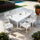 Yeah Depot - Outdoor Patio Aluminum 40''x70'' Two-tone Table Top Rectangle Dining Table with Tapered Feet & Umbrella Hole, Matte White+ Grayish