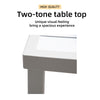 Yeah Depot - Outdoor Patio Aluminum 40''x70'' Two-tone Table Top Rectangle Dining Table with Tapered Feet & Umbrella Hole, Matte White+ Grayish