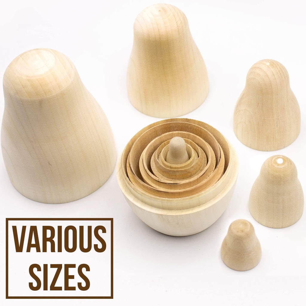 Aevvv - Blank Nesting Dolls Set 6 pcs Unpainted Russian Nesting Dolls Unfinished Doll Russian Matryoshka Dolls to Paint Blank Doll DIY Nesting Dolls