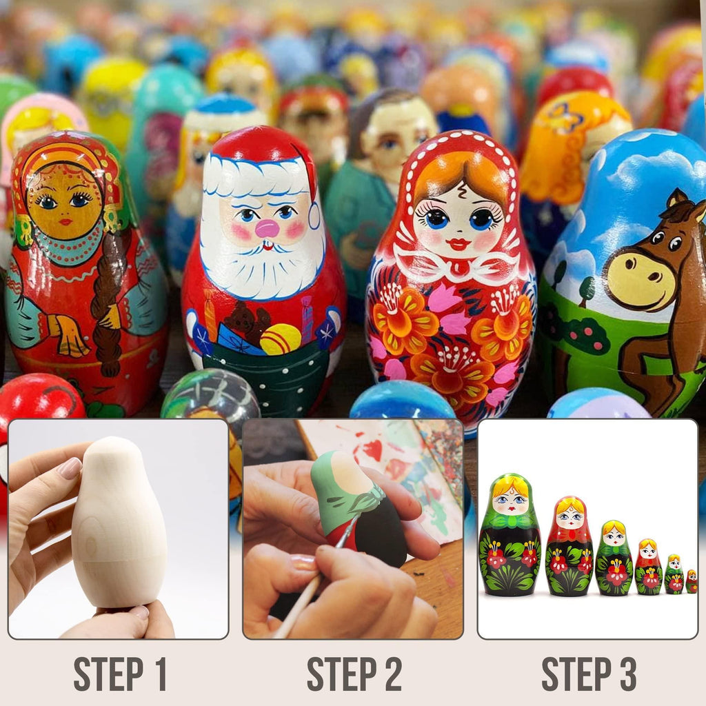 Aevvv - Blank Nesting Dolls Set 6 pcs Unpainted Russian Nesting Dolls Unfinished Doll Russian Matryoshka Dolls to Paint Blank Doll DIY Nesting Dolls
