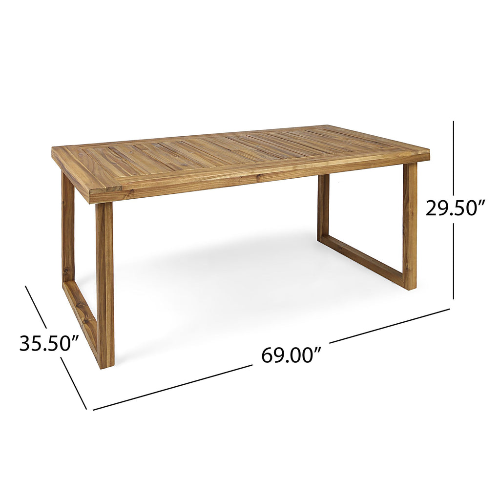 Yeah Depot - Outdoor 69'' Acacia Wood Dining Table, Sandblast Natural Finish