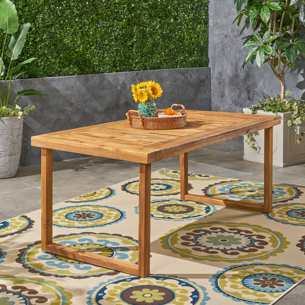Yeah Depot - Outdoor 69'' Acacia Wood Dining Table, Sandblast Natural Finish