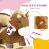 Yeah Depot - Qaba Baby Rocking Horse, Riding Horse, Plush Animal Rocker with Realistic Sound, Pedals for Ages 18-36 Months, Brown