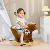 Yeah Depot - Qaba Baby Rocking Horse, Riding Horse, Plush Animal Rocker with Realistic Sound, Pedals for Ages 18-36 Months, Brown
