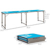 Yeah Depot - Outsunny 8ft Portable Beer Pong Table with Adjustable Legs, Folding Camping Table, Aluminum Picnic Table, for Party, Travel, BBQ, Beach, Blue and White