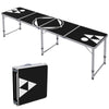 Yeah Depot - Outsunny 8ft Portable Beer Pong Table with Adjustable Legs, Folding Camping Table, Aluminum Picnic Table, for Party, Travel, BBQ, Beach, Black and White