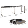 Yeah Depot - Outsunny 8ft Portable Beer Pong Table with Adjustable Legs, Folding Camping Table, Aluminum Picnic Table, for Party, Travel, BBQ, Beach, Black and White