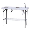 Yeah Depot - Outsunny Folding Fish Cleaning Table with Sink, Portable Camping Table with Faucet Drainage Hose, Grid Rack and Fish Cleaning Kit for Picnic, Fishing, 50''