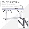 Yeah Depot - Outsunny Folding Fish Cleaning Table with Sink, Portable Camping Table with Faucet Drainage Hose, Grid Rack and Fish Cleaning Kit for Picnic, Fishing, 50''