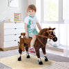 Yeah Depot - Qaba Sound-Making Ride On Horse for Toddlers 3-5, with Neighing and Galloping Sound, Stuffed Animal Horse Toy for Kids with Padding, Soft Feel, Brown