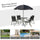 Yeah Depot - Outsunny 6 Piece Patio Dining Set for 4 with Umbrella, Outdoor Table and Chairs with 4 Folding Dining Chairs & Round Glass Table for Garden, Backyard and Poolside, Black