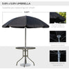 Yeah Depot - Outsunny 6 Piece Patio Dining Set for 4 with Umbrella, Outdoor Table and Chairs with 4 Folding Dining Chairs & Round Glass Table for Garden, Backyard and Poolside, Black