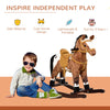 Yeah Depot - Qaba Kids Metal Plush Ride-On Rocking Horse Chair Toy With Realistic Sounds - Dark Brown/White