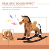 Yeah Depot - Qaba Kids Metal Plush Ride-On Rocking Horse Chair Toy With Realistic Sounds - Dark Brown/White