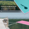 Yeah Depot - Soozier 12' x 5' Lily Pad Floating Mat with Cup Holder Table, 3-Layer Portable Roll-Up Water Mat Float Dock for 2-3 People, on Lake, River, Beach, Swimming Pool, Pink