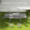 Yeah Depot - Outsunny Extendable Outdoor Dining Table, 41''- 83'' Aluminum Frame Patio Table with Wood Effect Steel Top, Rectangle Expandable Patio Table for 6-8, Dark Gray