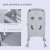 Yeah Depot - Qaba Wooden Kitchen Step Stool for Kids, Foldable Toddler Tower, Helper Stool for Kitchen Counter with Support Handles Safety Rail, Gray